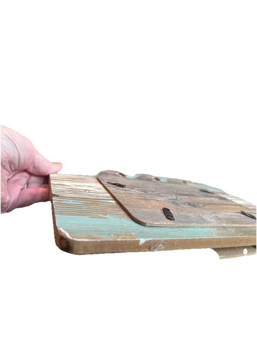 Primary: Nautical Wood Wave Picture Frame - Distressed Blue & White Beach Decor